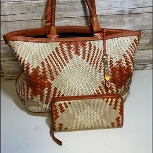 Cole Haan Genevieve diamond weave bag and wallet pre-loved